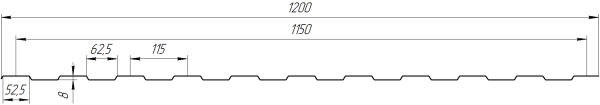 Профнастил С8 1200/1150x0,45 мм, Картэн тёмный