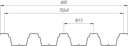 Профнастил Н75 800/750x0,8 мм, цинк