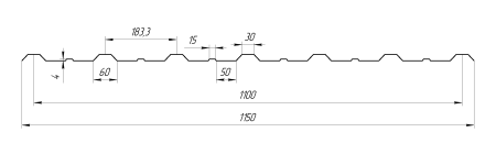 Профнастил НС16 1150/1100x0,5 мм, 7047 телерей 4 глянцевый