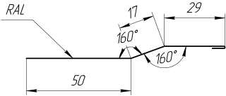 Планка крепёжная фальц 50x17x29 мм, 8017 шоколадно-коричневый PUR Pruf